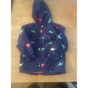 Carter's Classic Unique 3T Blue Dinosaur Rain jacket Hooded Coat Toddler Carters